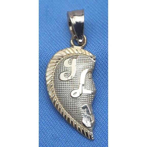 Beautiful 14K Karat Solid Yellow Gold Designer Half Heart Love Pendant Charm